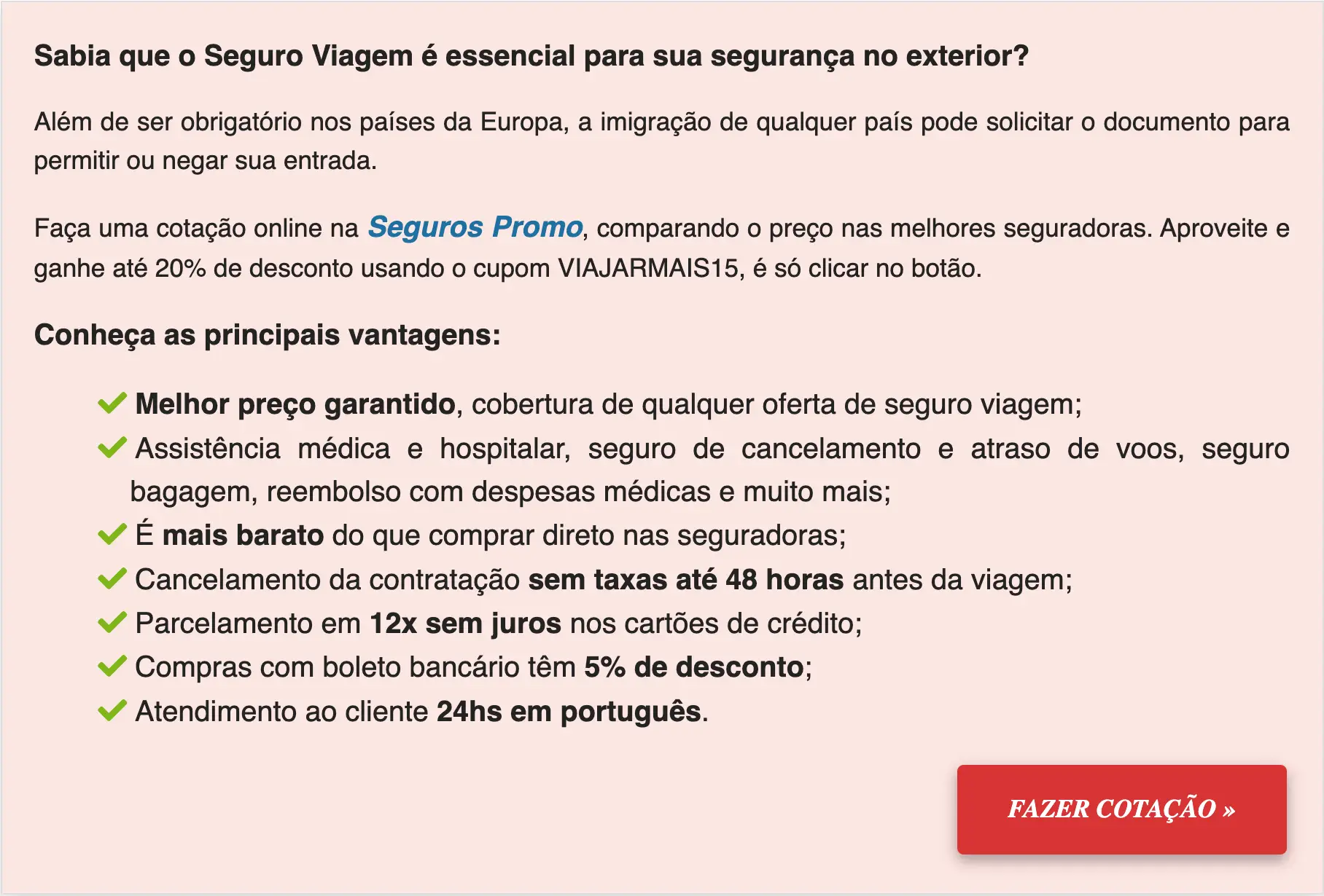 Seguros Promo - Seguro Viagem